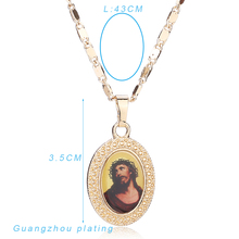 Cross Jesus Necklace Women Men Beads Jewelry Trendy 18K Real Gold Plated Pendant For Vintage Fine