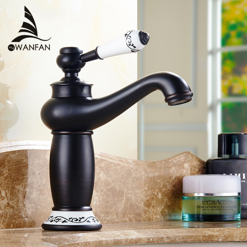 Free Shipping Black copper bathroom faucet fashion vintage hot and cold faucet wash basin mixer sink faucet mixer tap SY-045R