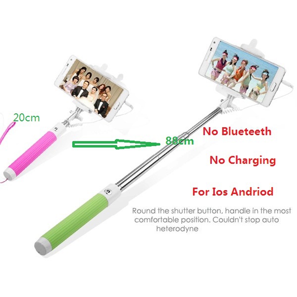 2015 New Design TPU 3.5mm Audio Cable Wired Selfie Stick For iPhone 6 6Plus 5s 5 IOS For Samsung Android Smart Phone