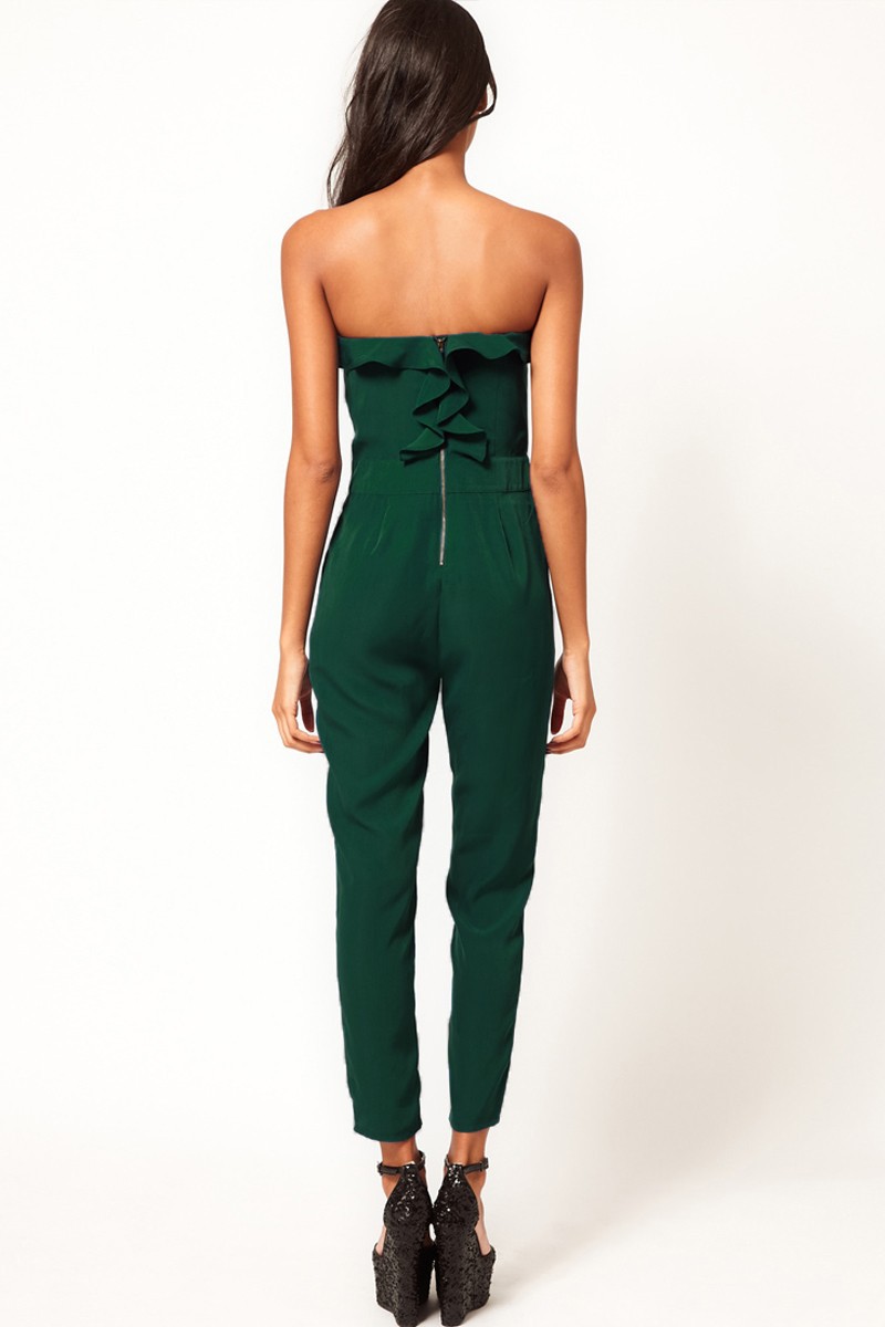 Green-Bandeau-Jumpsuit-with-Frill-Front-LC6225-3-2