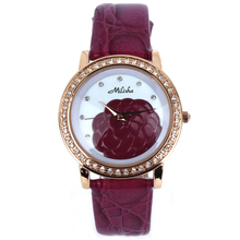Nueva llegada correa de cuero de diseño elegante para mujer reloj de pulsera de larga duración Ionic Plating Rose Dial famosa marca de 4 colores Combo