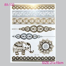 Health Beauty Body Art Temporary Tattoos Gold Flash Metallic Tattoo Arm Sticker Henna Women Jewelry Waterproof tatoo