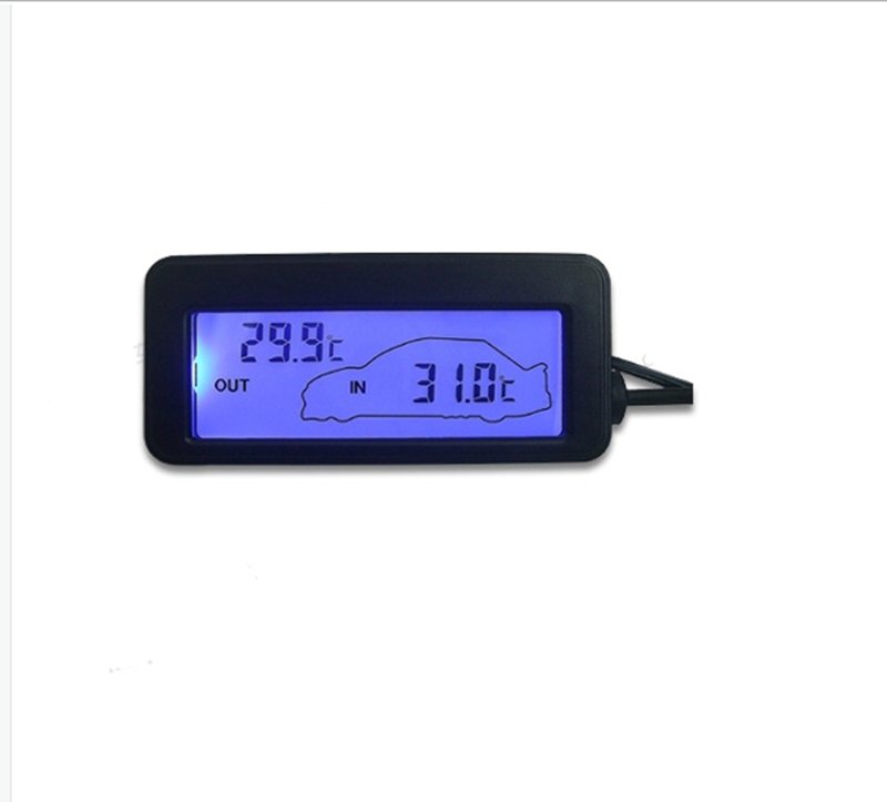 Black Digital Car Thermometer Brand Mni DC 12V Car Inside/Outside