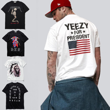 Yeezy for President T Shirt Men Kanye West Street Hip Hop Tshirt Homme 2016 Indian Chief Skulls T-shirts Yeezus Brand Clothing
