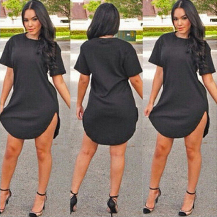 H460 Plus taille XXL Night club parti style de robe été femmes t shirt robe band