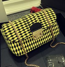 Diamond lattice Woolen Bag 2015 new handbag Euramerican street fashion bag small chain bag