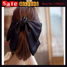 2016 Korean Fashion Women Girls ‘s Cute Large Big Satin Hair Bow Ribbon Bows Hair Band Clip Barrette Ribbon Bow Headwear Jewelry