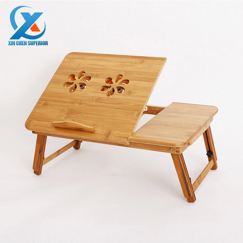Multifunctional Foldable Bamboo Laptop Desk Notebook Computer Table with Cooling Fan and Drawer 49x29x29cm Fast Shipping