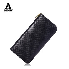 2016Fashion Best Quality Simple design Leather Women Zipper Purse Long 3d Tartan Top Grade Female Card Holder Soft Leather Purse