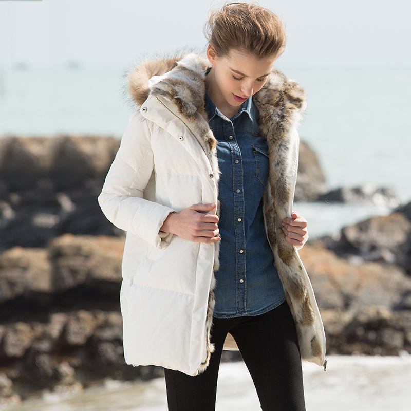 Women Plus Size Winter Jacket Parkas 2015 New Fur Collar Thick Warm White Duck Down Coats Brand Desigual 1320