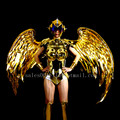 Fashion Gold Plated Catwalk Shows Costumes Wings Suit Clothing Party Singer DJ KTV Bar Performance Dance