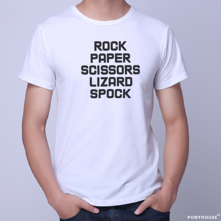 Гаджет  2015J BANG THEORY RPSS ROCK PAPER SCISSOR SPOCK male short sleeved T-shirt None Изготовление под заказ