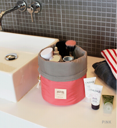 Cosmetic Bag Nylon Wash Bags Makeup Organizer Storage Travel High Capacity Drawstring Elegant Drum