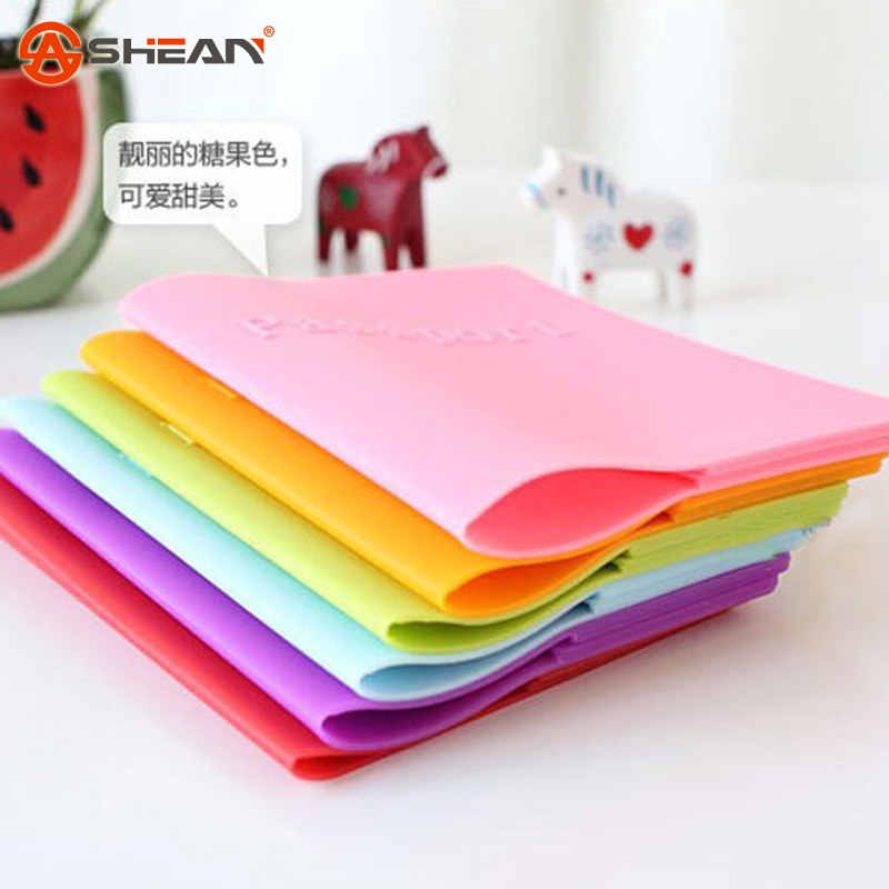 6 Colors of Candy Colors Women Men Passport Holder Leather Bags Passport Cover Silicone Documents Folder
