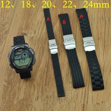 Negro Soft cómodo silicona buceo impermeable correa de reloj de correa de implementación de cierre envío gratis