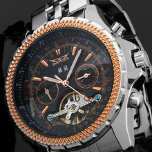 Jargar hombres reloj mecánico mesa volante reloj mecánico completamente automático tira de acero jjt003