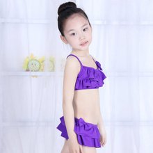 Summer Children Kids Girl Bowknot Ruffle Bikini Halter Swimsuit Swimming Beachwear 2Pcs XD