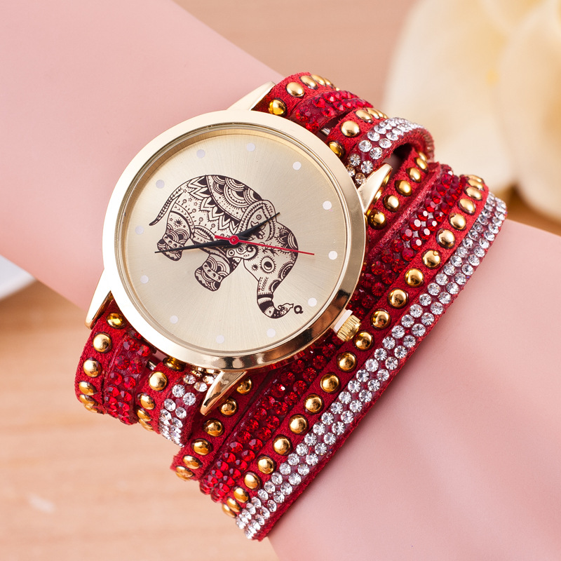 Гаджет  Popular Diamond Jewelry Quartz Watch Women Dress Watches Relogio Feminino Fashion Decoration Elephant Bracelet student clock None Часы