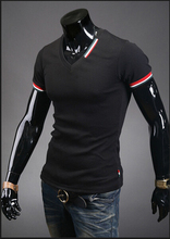 2015 New Arrival Men T Shirts Tops Tees Fashion Short Sleeve V neck T shirt Men