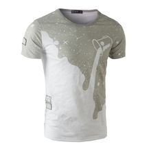 New 2015 Mens Summer Tees Shirt Short Sleeve t shirt Man Plus Size Start Printed Cotton