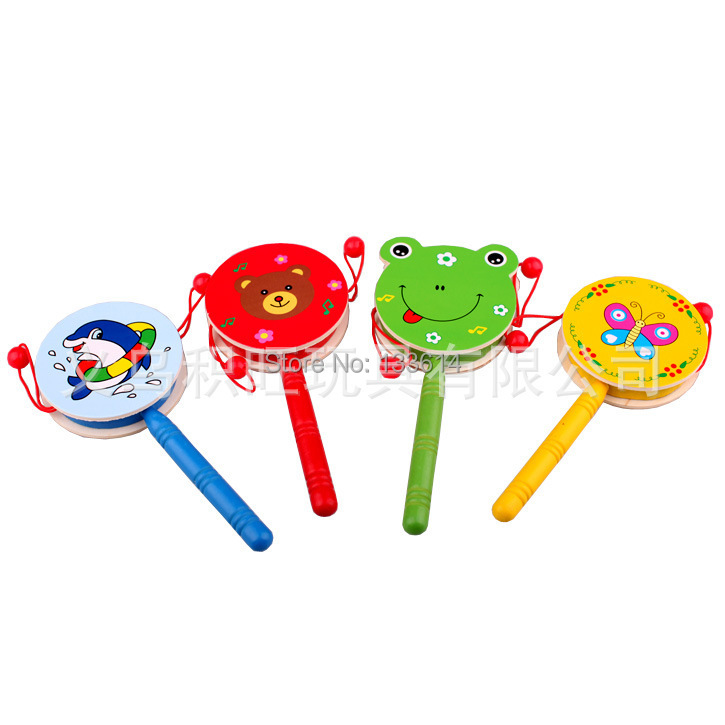 -Toys-Musical-Wooden-Rattle-Pellet-Drum-Cartoon-Hand-Bell-Cute-Infant 