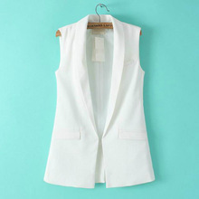 2015 New Fashion elegant OL white coat sleeveless jacket outwear tanks tops Summer blouses cardigan Slim
