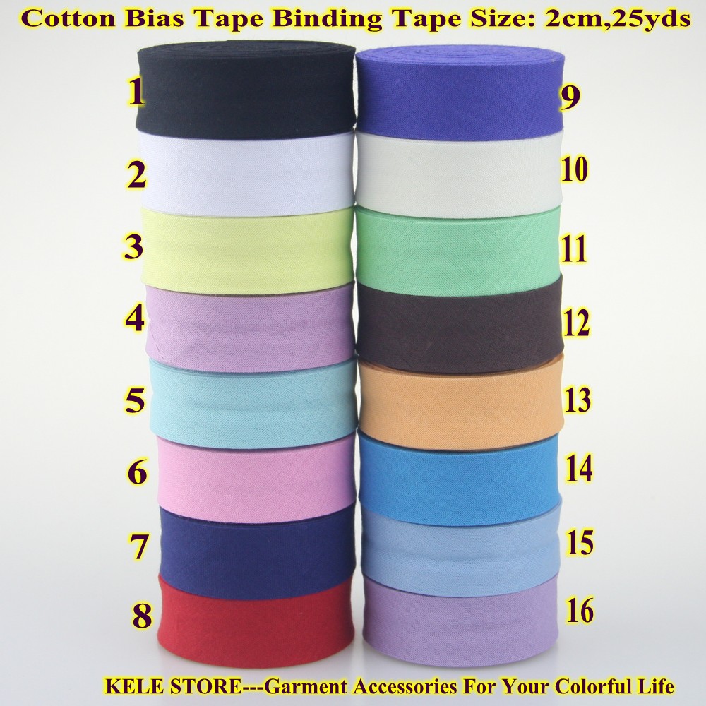 Free shipping 100 Cotton Bias tape,bias binding tape size 20mm, width