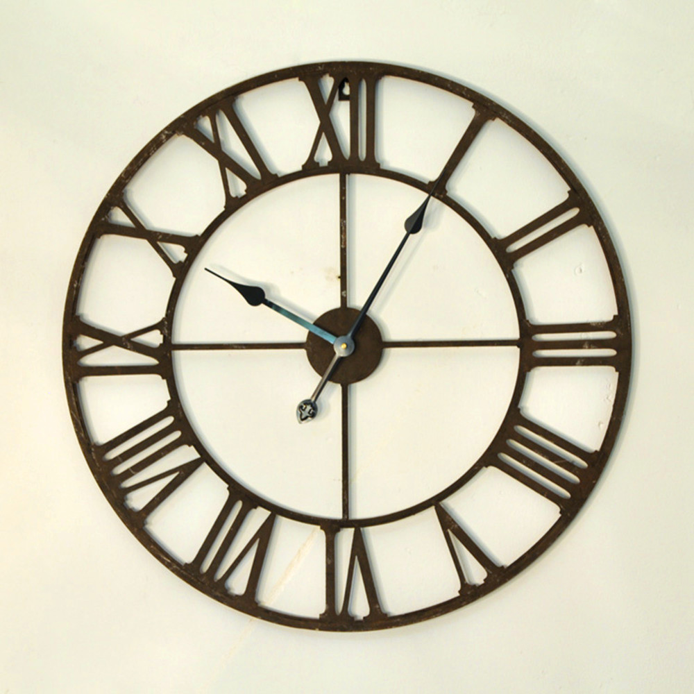 Many Countries Free shipping via DHL Vintage Iron Large Wall Clock Modern Design Home Decor Decoration Big Watch 65cm (78.7in)