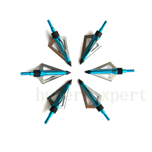 12pcs bow and carbon arrow hunting broadheads 100grain 3 blades blue arrowhead tip for take down