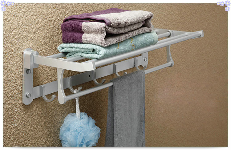 Фотография high quality hardware bathroom accessories towel rack brush Nickel folding towel rack belt 5 hook 50cm water savin