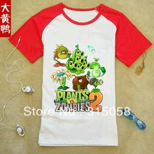 Plants vs . zoombies 100% short-sleeve cotton t-shirt plants vs zombies child clothes parent-child clothing Children’s clothes