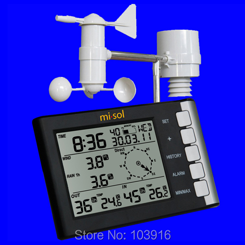 professional weather station wind speed wind direction temperature humidity rain 433Mhz