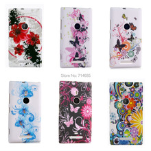 Fashion Circle Flowers Butterfly Flag Meteor S-Line TPU Silicon Phone Case for NOKIA Lumia 925 Back Cover Skin Etui Bag Lumia925