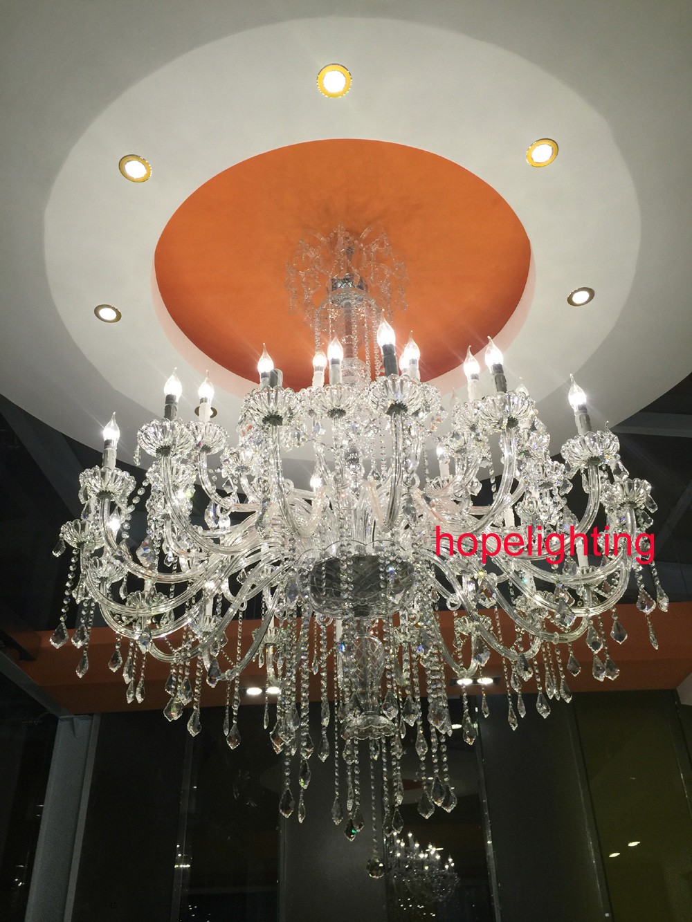 Gran araña cristales imperio cristal lámpara de iluminación lámparas de