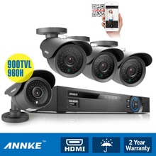 ANNKE 8CH CCTV System 960H DVR HDMI 4PCS 900TVL IR Weatherproof Outdoor CCTV Camera Home Security