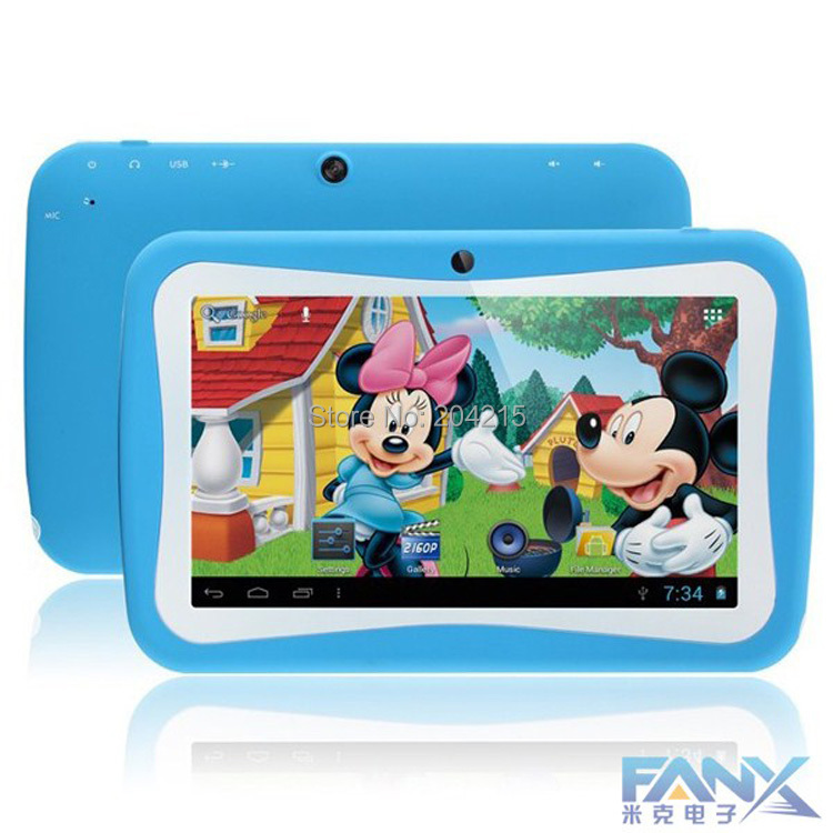 Free Shiping 7 Kids Tablet PC With Children Educational Apps Capacitive Screen Dual Camera WiFi Soft