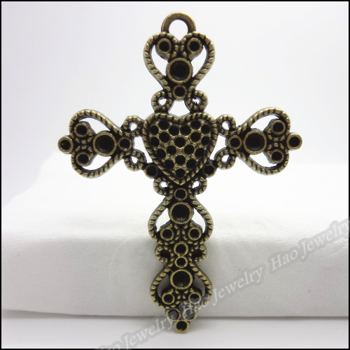 Antique cross Vintage Fit  Cross Bracelets charms bulk bracelets  bronze Pendant 9pcs Charms  for