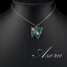 AZORA Platinum Plated Multicolor Stellux Austrian Crystal Butterfly Jewelry Pendant Necklace TN0100