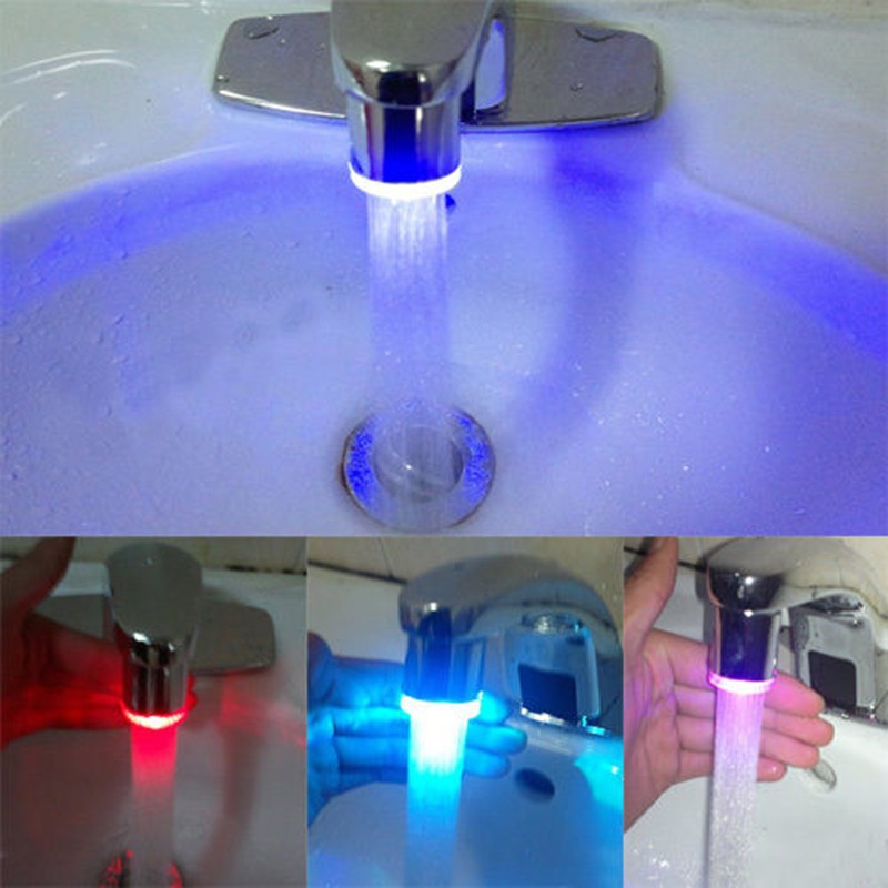 New style Temperature Sensor LED Light Water Faucet Tap 3Color RGB Glow Shower Free Shipping