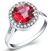 Wedding Pink Rings for Women CZ Diamond Jewelry Plated Colored Stones for Silver Ring with Garnet