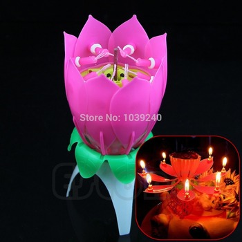 E74 бесплатная доставка новый романтический музыкальные цветок лотоса с днем рождения ну вечеринку подарок свечах