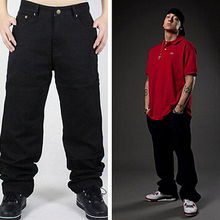 Hip Hop Jeans Men 2016 New Fashion Black Jeans Baggy Loose Fit Hiphop Skateboarder Jeans Free Shipping