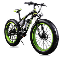 Green Electric Fat Wheel Mountain Bike – 36V 350 Watt Lithium Battery 24 Speed