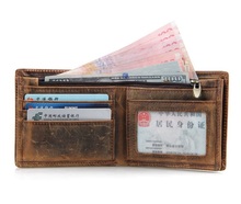 Maxdo High Quality Vintage Brown 100 Real Genuine Leather Crazy Horse Leather Men Wallets Cowhide Card