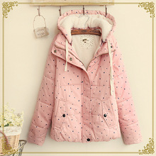 Pentagram Print detachable cap Coat women Zipper Hooded jacket winter Fashion Slim woman cotton clothes Add