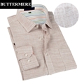 BUTTERMERE Brand Clothing Mens Shirts Flax Linen Dresses Shirt Long Sleeve Double Collar Slim Mens European
