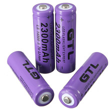 4pcs/lot Purple 3.7V 2300mAh 14500 AA Li-ion Rechargeable Battery For Flashlight Torch