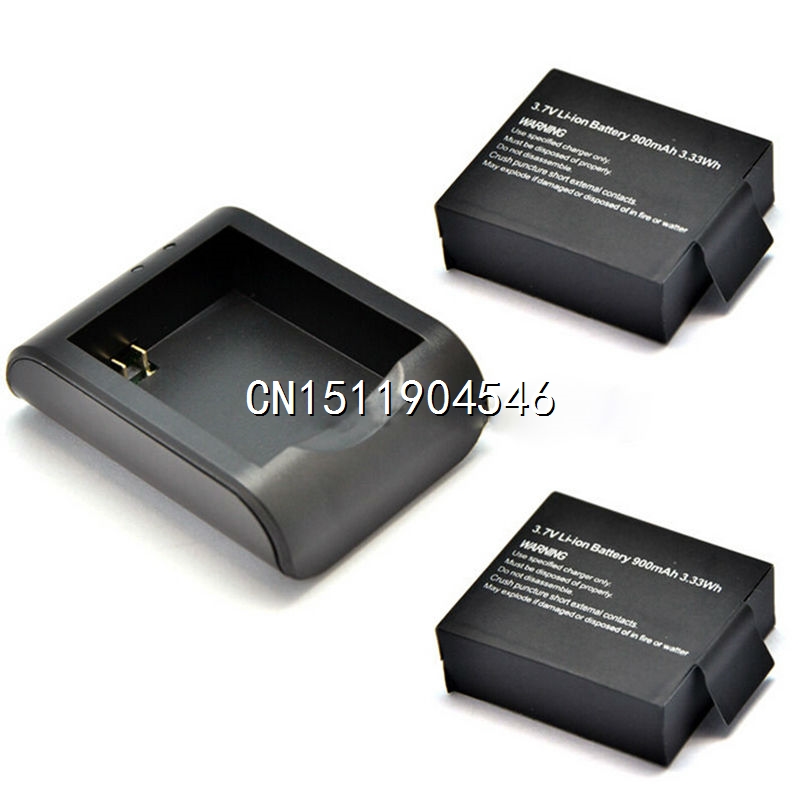 2x900mAh 3 7V Lithium Digital Batteries Battery Bateria Micro usb Charger For SJCAM SJ4000 SJ 4000