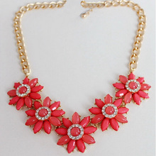 Resin Chrysanthemum Statement Necklace Women Chain Necklaces Pendants Summer Style Punk Jewelry For Gift Party