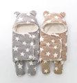 Newborn Sleepsacks Winter for Stroller Heavy Baby Swaddle Blanket With Star White Fleece Baby Sleeping Bag